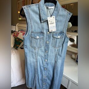 Zara Sleeveless Denim Short Dress
